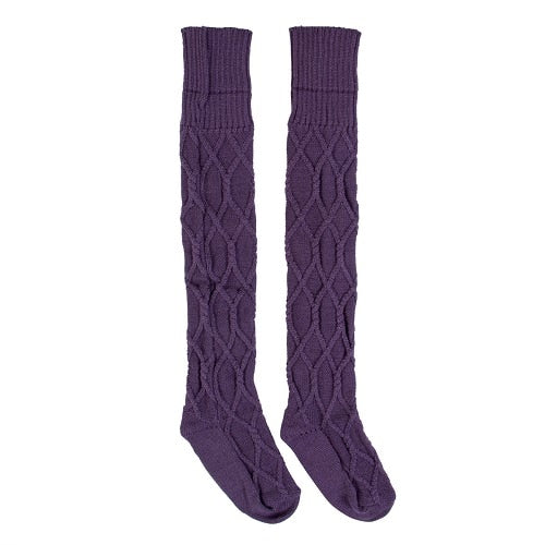 Women Winter Stockings Cable Knit Over knee Long