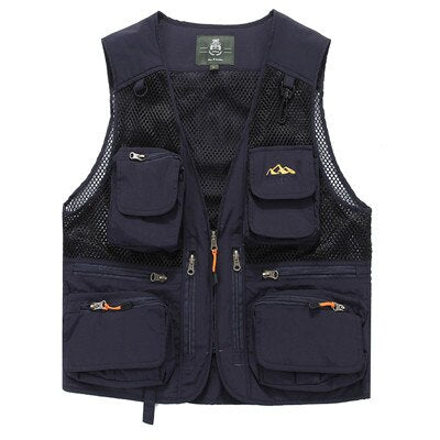 Men Summer Utility Multi Pockets Thin Mesh Vest 5XL fishing vest