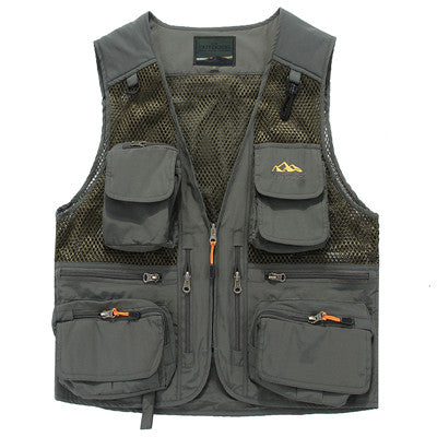 Men Summer Utility Multi Pockets Thin Mesh Vest 5XL fishing vest