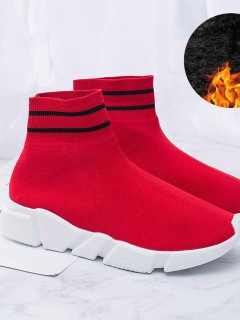ashoreshop Spring Autumn Stretch Warm Sock Slip on Ankle Boots 