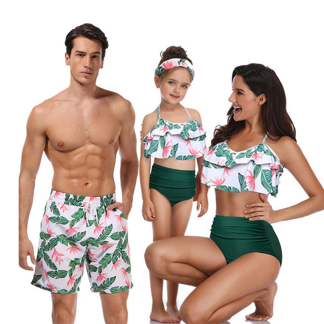 Ashoreshop family matching swimwear beachwear mommy Daddy and me swimsuit