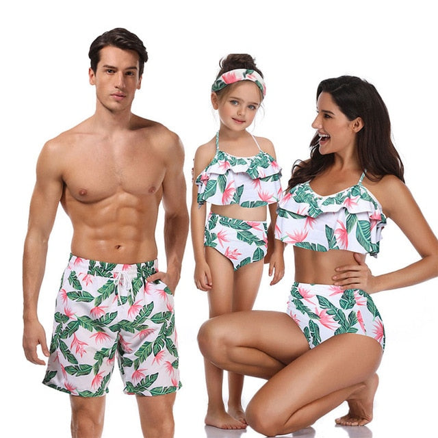 Ashoreshop family matching swimwear beachwear mommy Daddy and me swimsuit