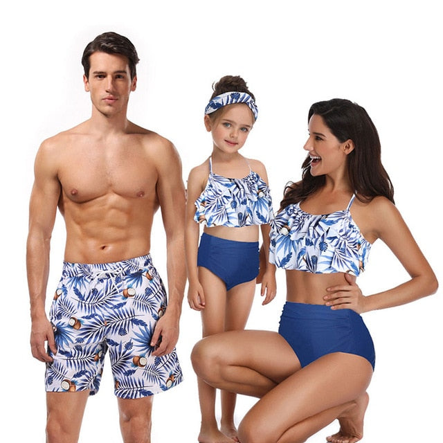 Ashoreshop family matching swimwear beachwear mommy Daddy and me swimsuit