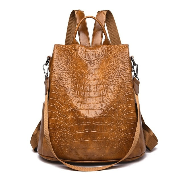 Women's Anti theft Backpack Women  Travel Alligator Backpacks Female School bag