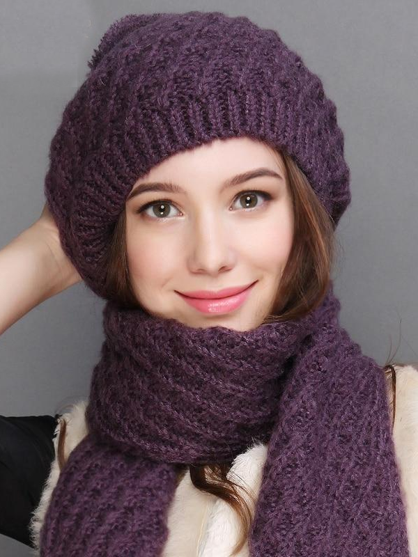 Women Hat Scarf Sets Autumn Winter New Knitted Hats