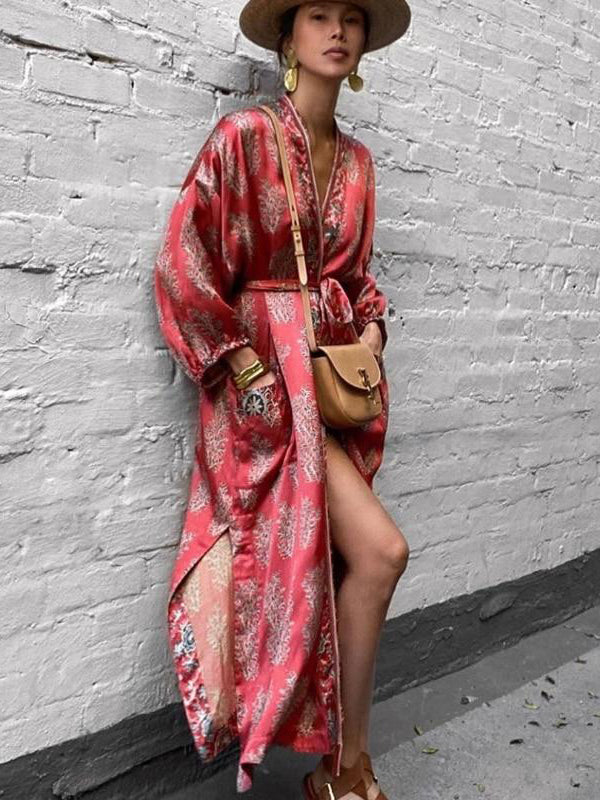 Womens Long Sleeve kimono Long Dresses Women Cover Up